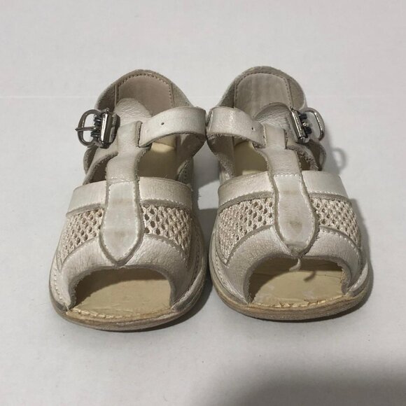 Vintage Buster Brown Childs Baby Shoes Sandals White Original Box Size 2 5-8 Mo - Picture 4 of 12